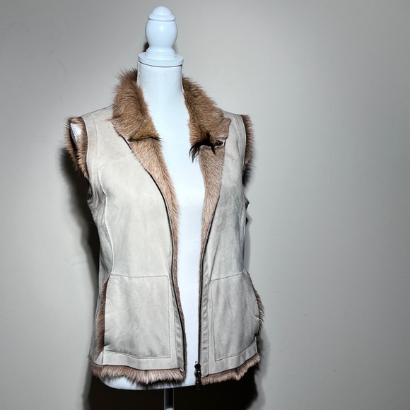 Cassin New York Reversible Fur Suede Vest Sz Med - Picture 9 of 10